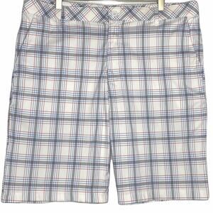 Izod Plaid Golf Shorts Blue Chino Flat Front Mens Size 38 Preppy Country Club